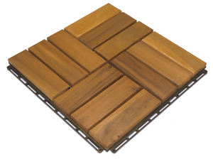 Dalles de terrasse en bois 12 lattes à emboîtement DIY en bois d'acacia 30 * 30 cm Faciles à assembler respectueuses de l'environnement - Product Image 3