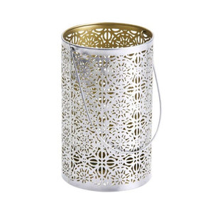 โลหะทำด้วยมือเหล็กชาผู้ถือแสงสำหรับบ้านและสวนตกแต่งเทศกาลผลิตภัณฑ์ที่ไม่ซ้ำสีขาวเคลือบทรงกลมที่กำหนดเอง - Product Image 5