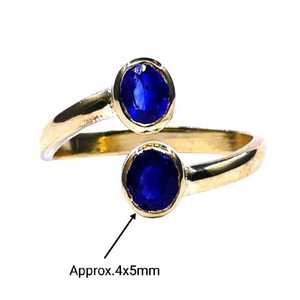 Bague en argent sterling 925 saphir bleu style classique plaqué or pour les mariages et les fêtes - Product Image 4