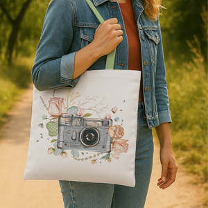 Vintage <b>Camera</b> Art Canvas Tote <b>Bag</b> Eco-Friendly and Recyclable Long Rope Handle for Daily Use Gift Giving and Advertising - Product Image 2