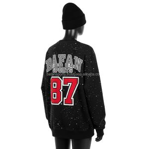 สเวตเชิ้ตขนแกะสีดำสำหรับผู้หญิงเสื้อสเวตเตอร์ระบายอากาศได้ดีปักโลโก้ได้ตามต้องการ - Product Image 5