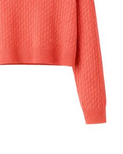 Pull polo court en tricot côtelé rose corail personnalisé pour femmes, manches longues, patte de boutonnage, doux, décontracté, mode d'hiver - Product Image 6