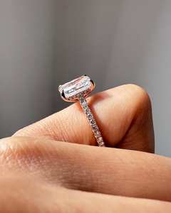 IGI Radiant Cut Lab Grown Diamond Ring CVD Lab Bague de fiançailles en diamant 3.50 Ct Radiant Cut Bridle Wedding Ring 14k Yellow Gold - Product Image 4