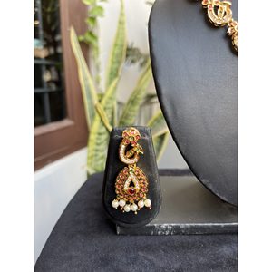 Conjunto de Joyería Fina, Estilo Indio Rajasthani Tradicional, Collar con Incrustaciones de Piedras Rosadas Jadau - Product Image 2