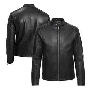 Genuine Leather Jacket Zippers Design Fashionable Leather Jacket for Men & Adults Men&#39;s Clothing Hot Sale Fashion Men Custom