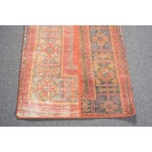 1.9x2.9 ft Vintage Rug, Turkish Small Rug, <b>Red</b> Ikat <b>Wool</b> Rug - Product Image 4