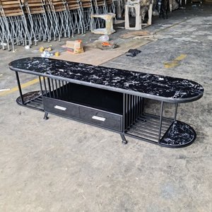 KTV68062 <b>Black</b> Stone Top TV Stand with Drawers 180x40x45cm Modern Design Living Room Furniture TV Cabinet/<b>Console</b> - Product Image 4