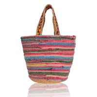 Tas Tote Katun Warna-warni Desainer Buatan Tangan untuk Wanita, Tas Belanja Ramah Lingkungan, Dapat Digunakan Kembali, Ukuran Dapat Disesuaikan