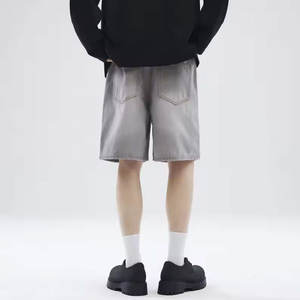 Short de sport en jean décontracté et respirant pour hommes Style de rue populaire personnalisé en gros Taille élastique Motif solide Design Coton - Product Image 5