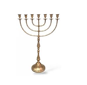 Religious Ceremony & Home Decor Ornate Metal Hanukkah Candle Holder Modern Design 7 Branch Bronze Plated Menorah <b>Candelabra</b> - Product Image 1