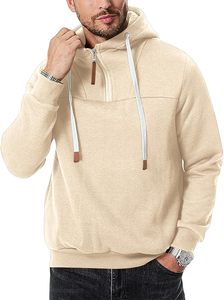 Sweat à capuche personnalisé OEM avec demi-zip, streetwear, bloc de couleur, manches raglan, pull-over, sweat à capuche en polaire vierge avec demi-zip pour homme - Product Image 4