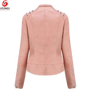 Chaqueta de Cuero para Mujer, Estilo Moderno, Nuevo Modelo, Informal, con Cierre, Chaquetas de Cuero para Mujer, Venta Caliente, Alta Calidad, OEM - Product Image 2