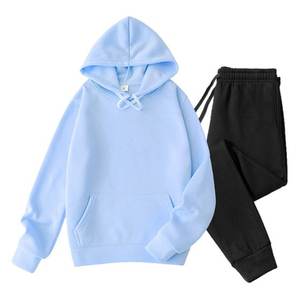 Chándal de lana de 2 piezas para hombre, sudaderas con capucha gruesas y pantalones, ropa deportiva cálida, ropa de tendencia Hip Hop, invierno y otoño - Product Image 4