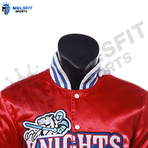 Blouson aviateur en satin de soie pour homme, brodé sur mesure, avec col montant, logo frontal et motif de dessin animé |   Veste d'hiver - Product Image 6