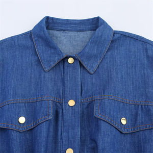 Popular High Quality Winter Raw Breathable Eco-Friendly Casual Women's <b>Denim</b> <b>Jacket</b> Blue Long Sleeve Plus-size - Product Image 4