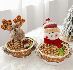 Paniers tissés à la main Art Déco Design de Noël Panier tissé décoratif et cadeau de Noël bonhomme de neige - Product Image 3