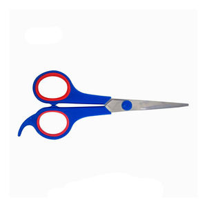 Tijeras de peluquero profesionales para zurdos con mango de plástico azul, hoja de acero inoxidable 440C para cortar bigote y barba - Product Image 2