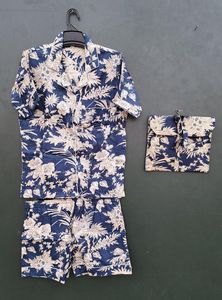 Conjunto de pijama de manga corta de algodón hecho a mano para mujer, ropa informal de verano con bolso con pijama corto - Product Image 6