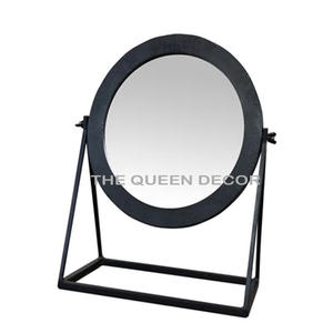 กระจกแต่งหน้าทรงแหวนโต๊ะเครื่องแป้งทำจากโลหะกระจกแต่งหน้าตั้งโต๊ะทรงแหวนชุบทองครึ่งวง - Product Image 6