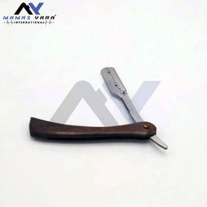 Maquinilla de afeitar de barbero con mango de madera hecho a medida con mecanismo de bloqueo oscilante Hoja de borde recto de calidad superior - Product Image 4