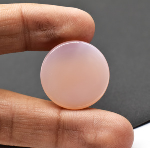Pierre précieuse ronde en cristal de cabochon de calcédoine rose naturelle pour la fabrication de bijoux matériel d'opale - Product Image 3