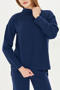 ชุดเสื้อสเวตเตอร์และกางเกง2ชิ้นสำหรับผู้หญิงชุดเสื้อถักแขนยาวเอวยางยืดชุดเสื้อถักขากว้างมีสไตล์ - Product Image 5