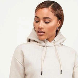 Sudadera con capucha de gran tamaño recortada alta personalizada para mujer, Top corto con capucha para mujer, sudadera informal de punto de invierno recortada de gran tamaño - Product Image 3