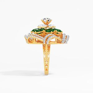 Central Marquise Natural Pear Cut Diamond Cluster Cocktail Ring 18K Gold Plated Mujeres IGI Certified 5,17 Gram 2,38 Diamond - Product Image 5