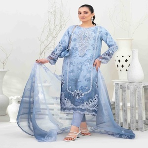 ชุด Punjabi ผ้าลินินลายปักหนา3ชิ้นสำหรับผู้หญิงชุดแมกซี่ tawakkal VOL yasna frock PARTY/Eid Girls' salwar - Product Image 1