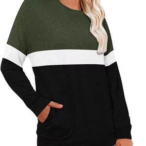 Womens Winter Autumn Tunic Tops Fit Sweatshirt Pullover <b>Shirts</b> Pockets Long Sleeve Neck Stretchy Loose Casual Embroidery Knitted - Product Image 4