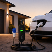 Pengisi Daya EV Portabel 7kW 32A Konektor GB Layar Digital EVSE Rumah, Pengisian Cepat Rumah dengan Steker CEE, OEM ODM
