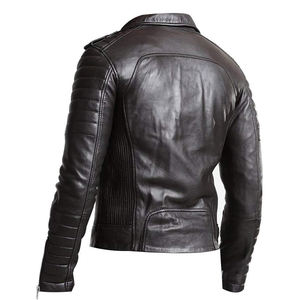 Veste en cuir pour homme de couleur noire, nouvelle mode streetwear, col mandarin, vente en gros, veste en cuir de haute qualité pour homme - Product Image 2