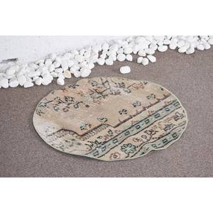 Tapis Patchwork Classique en Laine Vert Beige 2.3X2.3 pieds Rectangulaire Aubusson Design pour Salon ou Chambre à coucher avec Support en Latex - Product Image 2