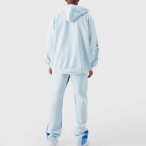 Vente en gros de survêtements de rue décontractés de haute qualité en 100% coton 400gsm avec logo personnalisé ensembles de sweat à capuche coupe carrée et pantalons de survêtement pour hommes - Product Image 2