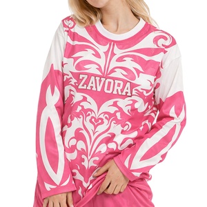 Maillot de football américain rose à manches longues de qualité supérieure pour femme, respirant, léger, avec impression graphique personnalisée, tenue d'équipe - Product Image 6