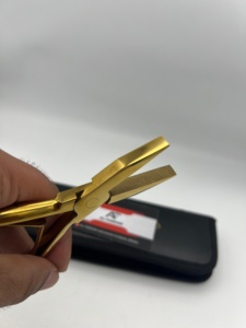 Pince à pointe plate de qualité supérieure en acier inoxydable massif couleur or plasma pour extensions de cheveux, avec logo personnalisé et pochettes en cuir - Product Image 3