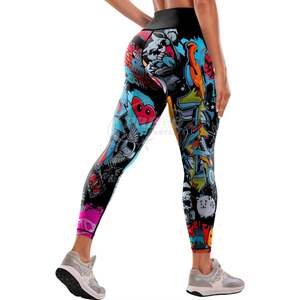 กางเกงโยคะผู้หญิงแบบใหม่ สไตล์ซับลิเมชั่น ขายส่งตามสั่ง เอวสูง กางเกงออกกำลังกาย กางเกงวิ่งขายดี - Product Image 4