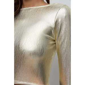 เสื้อครอปสั้นลำลองพร้อมดีไซน์โลโก้ด้านหน้าพิมพ์ลายฟอยล์เงา - Product Image 4