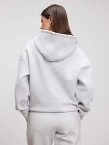 Vente en gros Ensemble sweat à capuche décontracté et jogger gris chiné survêtement deux pièces à épaules tombantes pour femmes entraînement de gymnastique et vêtements de rue - Product Image 5
