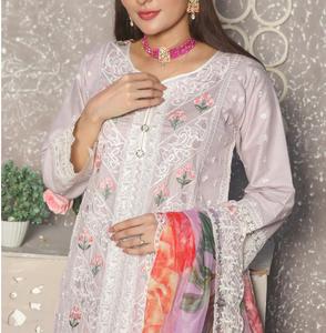 Pierres de fantaisie pour femmes Moti Works Maroon 3 pièces ensemble lin Salwar Kameez fête porter broderie respirant toutes les saisons de haute qualité - Product Image 6