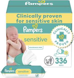 Lingettes Pampers pour bébé, sensibles, lingettes à base d'eau, cliniquement prouvées, hypoallergéniques et non parfumées pour bébés, 1344 lingettes au total - Product Image 2
