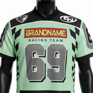 Nueva Camiseta de Fútbol Americano Personalizada al por Mayor, Azul Marino y Amarillo, con Malla, Auténtica, con Forma Cuadrada y Degradado, Talla Grande - Product Image 5