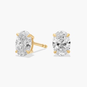 14K Solid Gold F-G VS2-SI1 Oval Lab Grown Diamond Prong <b>Stud</b> <b>Earrings</b> 1 Ct Total Guardian Backs Rhodium Finish <b>Fine</b> Jewelry - Product Image 1