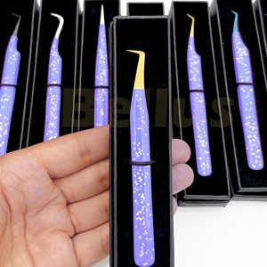 Pinzas Ergonómicas con Punta de Fibra para Pestañas, Curvadas y Puntiagudas, Herramientas para Extensión de Pestañas para Profesionales, Venta al Por Mayor - Product Image 6