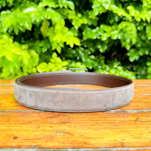 Ceinture formelle uni-sexe en laiton massif de luxe qualité lourde aspect robuste profil brûlant en cuir de buffle d'eau 35MM largeur broche réversible - Product Image 3
