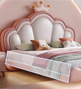 Màu Hồng Công Chúa Giường Cho Cô Gái Đôi/Kích Thước Đầy Đủ Bọc Vương Miện Đầu Giường Dễ Thương Đám Mây Trẻ Em Giường Trẻ Em Đồ Nội Thất Phòng Ngủ - Product Image 5