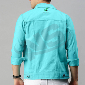 Stylish Winter <b>Denim</b> <b>Jacket</b> for Men Custom Made Polyester/Cotton Outerwear Solid Color <b>Lightweight</b> Durable Fashionable Front - Product Image 5