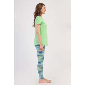 KADIN LYC SUPREM O YAKA KISA KOL BLUZU UZUN ETEGI OVAL MANSETLI TAYT PIJAMA TAKIM - เยซิล - เยซิล - Product Image 3