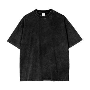 T-shirts pour hommes 100% coton imprimés personnalisés délavés à l'acide t-shirts graphiques décontractés surdimensionnés à manches courtes vente en gros - Product Image 1
