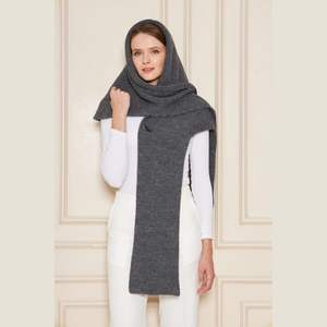 Poncho-châle chic pour femme à capuche en tricot, élégant, chaud, doux au toucher, respirant, écharpe d'hiver à capuche, tricot multifonctionnel - Product Image 1